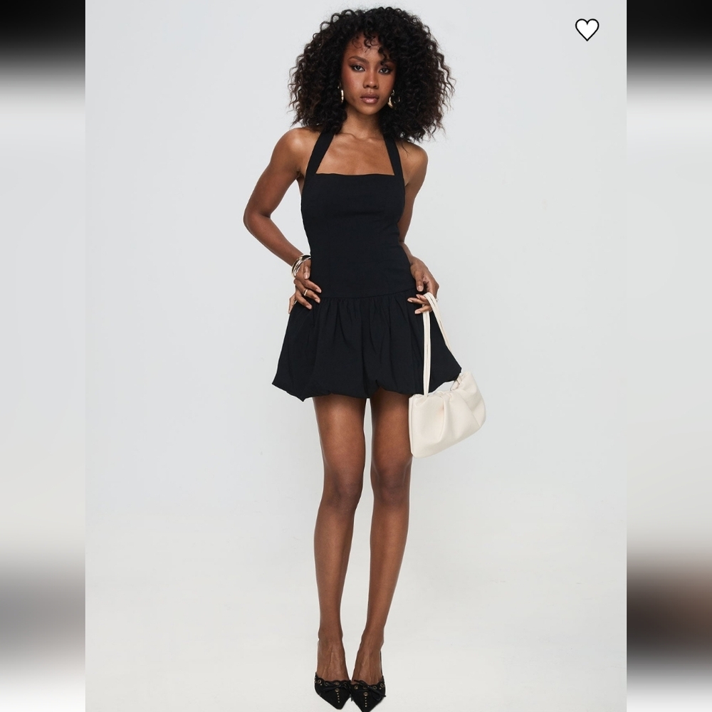 Princess Polly Tall Women's Black Mini Bubble Halterneck Dress Size 6